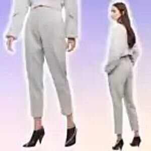 WILFRED Aritzia Chambery Wool Cashmere Blend Pleated Cropped Trouser Sz 4 Gray